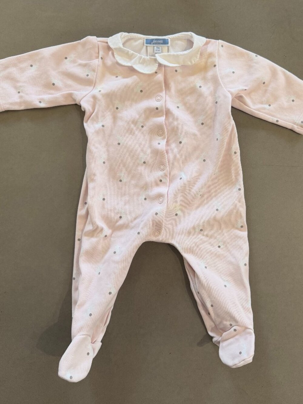 Jacadi Paris Pink Bunny Footed Sleeper 6 Months